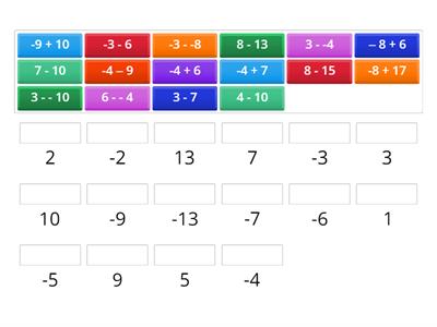  Add and Subtract Integers Match Up By Miss DK