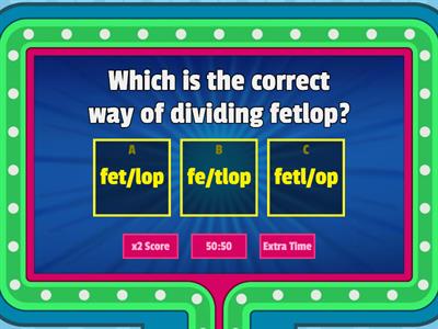 VCCV and VCCCV Nonsense Words