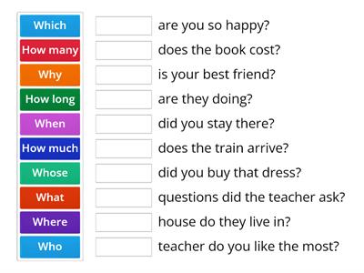 Wh questions quiz - Teaching resources