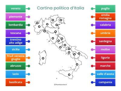 trova la posizione delle regioni italiane