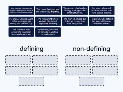 defining vs non-defining clauses