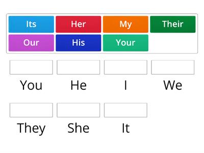 Match the possessive adjectives