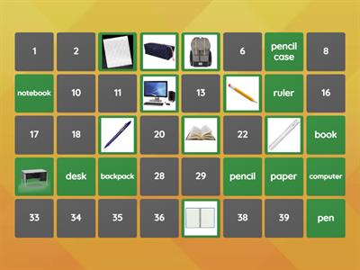 Classroom objects (memory game)