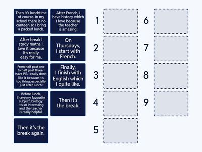 Reading comprehension training - put the sentences in the correct order. 