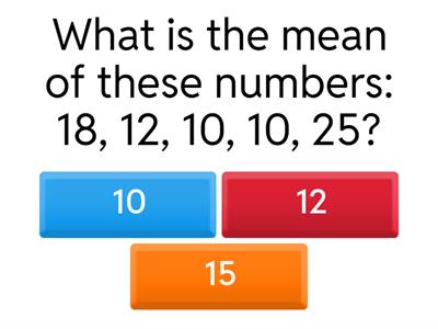 Mean, Median, Range Quiz