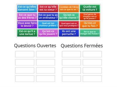 Questions ouvertes et questions fermées