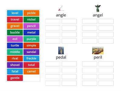 SA SORT 20: Unaccented Final Syllable: -le, -el, -al, -il