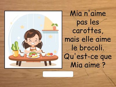 Compréhension de phrase: écris la réponse