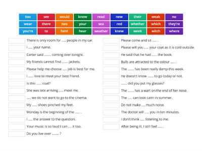 Match up homophones