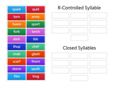 sort r-controlled  and closed syllables