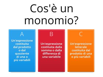 Quiz su monomi e polinomi