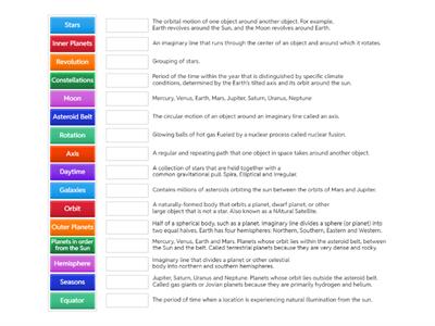 Earth and Space Vocabualry 