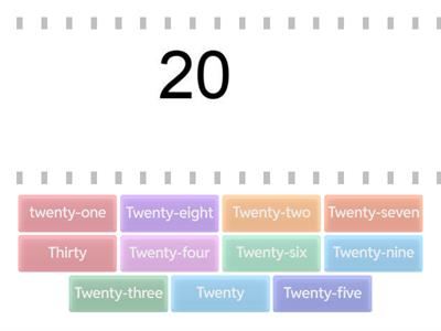 Numeros del 20 al 30