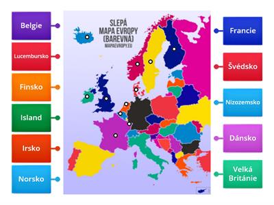 Severní a západní Evropa - slepá mapa státy