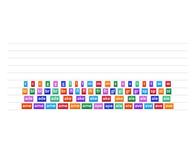 Word building using graphemes a_e (onset and rime)