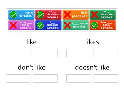 like\likes\don't like\doesn't like