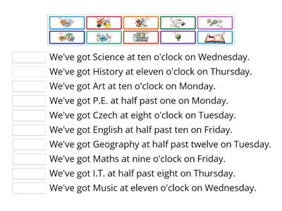 MY TIMETABLE - When have you got...?