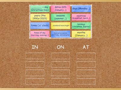 IN ON AT prepositions of time