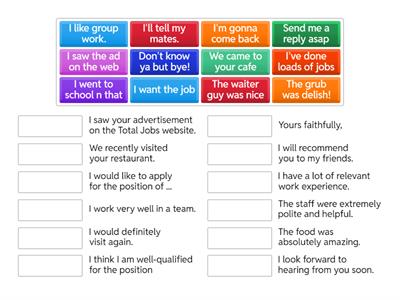 Formal and informal phrases.