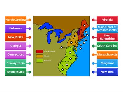 Thirteen Colonies Map Labeling