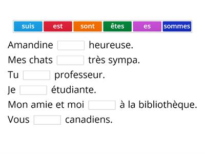 Verbe Être au présent Exercice 1