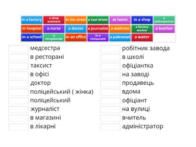 Job and places of work English file beginner 