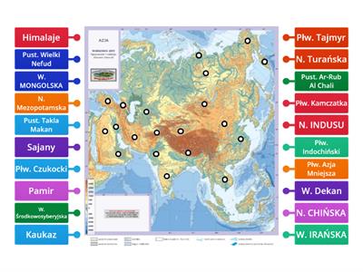  AZJA, wyżyny, NIZINY, góry, półwyspy, pustynie - kl.8, gr. 1