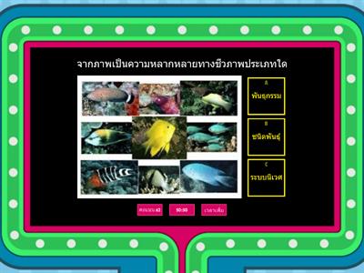 แบบทดสอบ เรื่อง ประเภทของความหลากหลายทางชีวภาพ