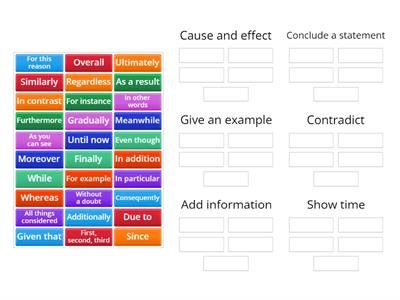 Transition word function group sort