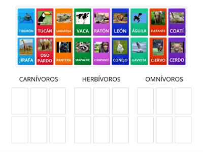 Clasificación de animales según su alimentación