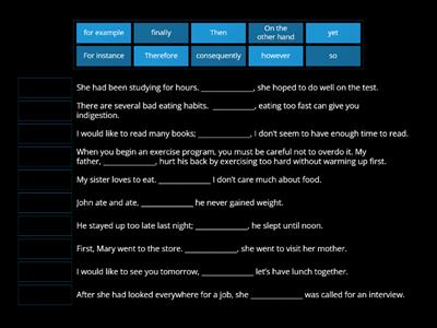 Transition words and phrases