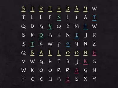 Birthday wordsearch