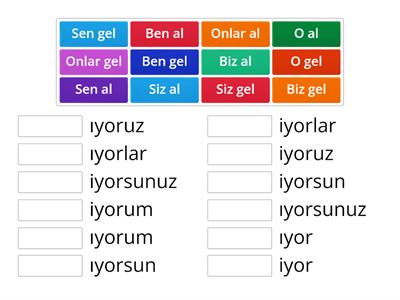 Şimdiki zaman geliyorum ve alıyorum