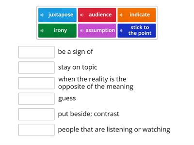 Match Words With The Definitions