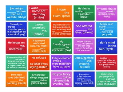 Verbs + Infinitive or Gerund flip tiles