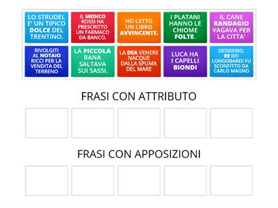 ANALISI LOGICA. DISTINGUI LE FRASI CON ATTRIBUTO E QUELLE CON APPOSIZIONE