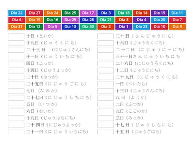 日本語 で の 月 の 日 -Dias do mês em japonês