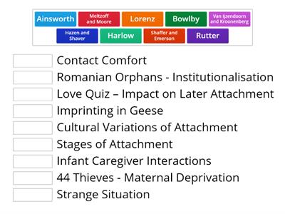 Key Study Match Up- Attachment