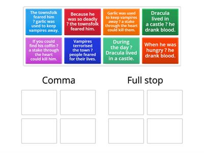 Choose a comma or full stop IN PLACE OF THE ? in the sentence