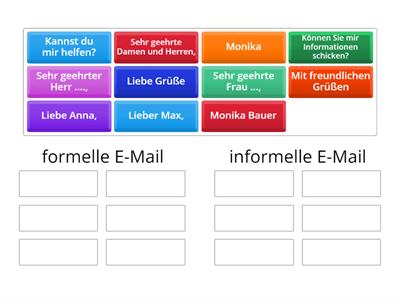 Formelle/informelle - E-Mail schreiben