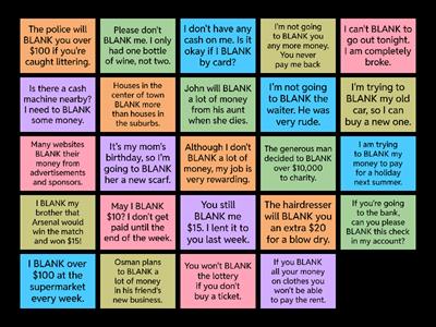 Money Vocabulary - fill in the blank game