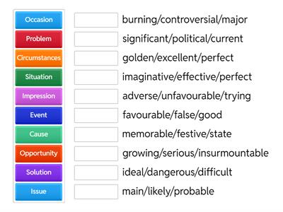 Problem and event nouns collocations