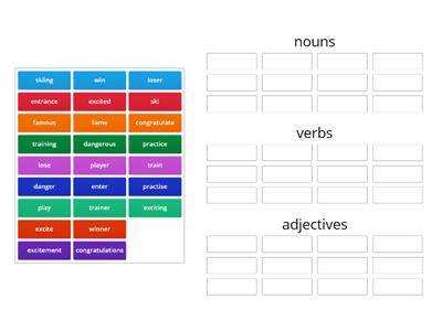 Unit 9 Sports word building