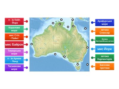 Номенклатура Австралії (крайні точки, моря, затоки, протоки)
