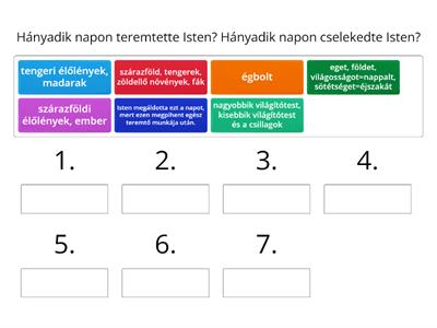 Biblia - A világ teremtése - Számozással állítsd időrendbe!