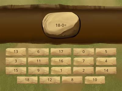 aftrekken van 18 tot 0 (kies het Antwoord )