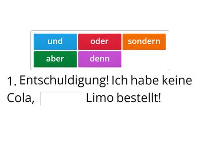 Die Konjunktionen „aber, denn, und, oder, sondern“