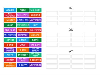 PREPOSITIONS IN ON AT