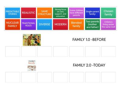 TV FAMILY : A NEW NARRATIVE. Match each word to its family type.