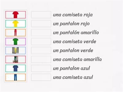 Comprensión lectora prendas de vestir y color